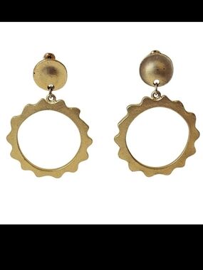 Gold-Tone Scalloped Hoop Drop Earrings